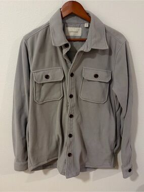 Men's Light Gray Fleece Shirt Jacket